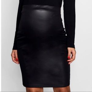 Maternity Faux Leather Pencil Skirt
